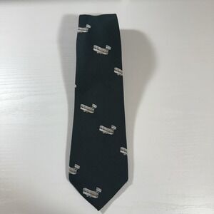 Vintage‎ Wright Brothers Flyer Green Embroidered Ram Necktie Tie Aviation